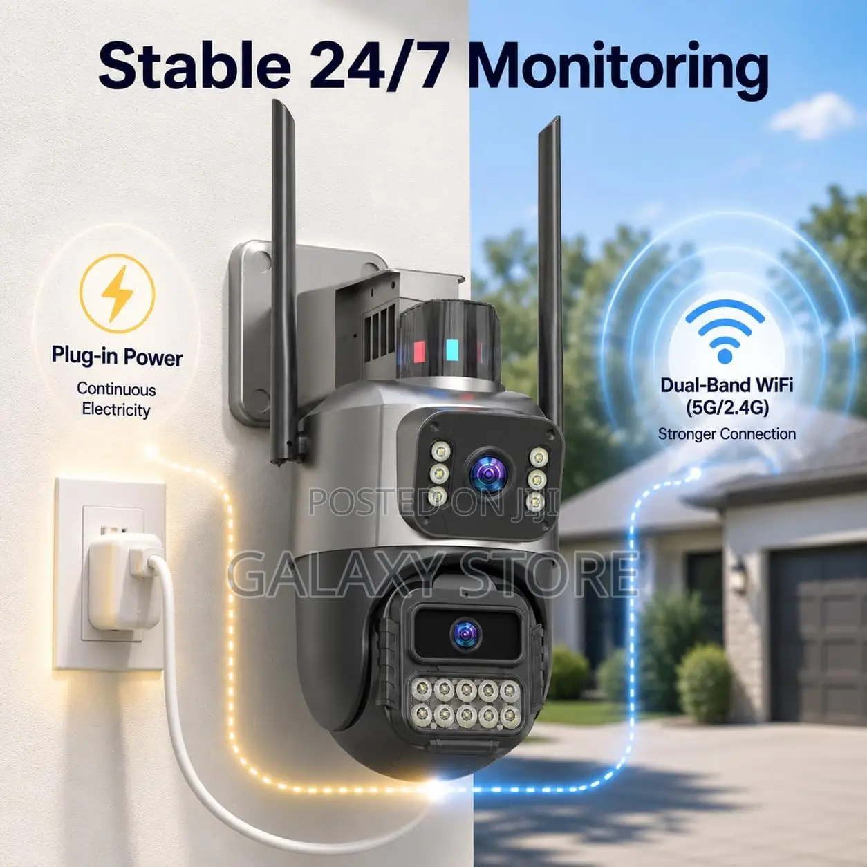 Wifi Outdoor Camera Plug-in Security Camera Outdoor Dual Lens PTZ