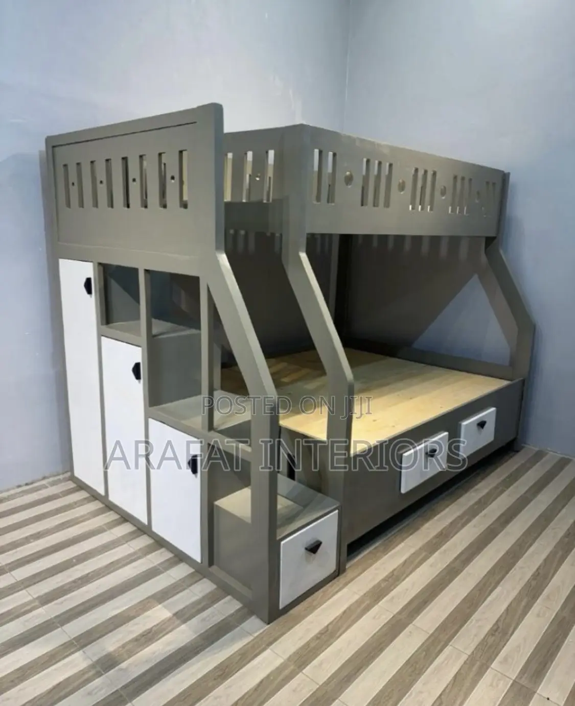 Our Gray Staircase Bunk Bed