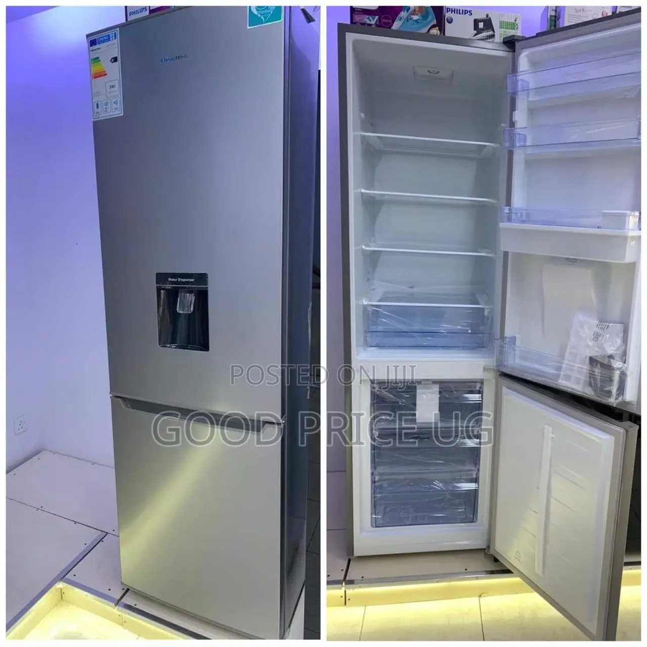 Silver Hisense 341l Bottom Refrigerator Built-in Water Dispenser.