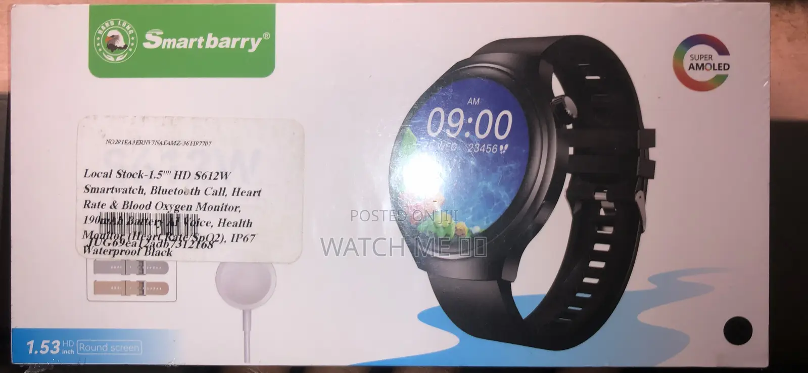 Smart Barry S612w Amoled Smart Watch With 2 Straps - Black