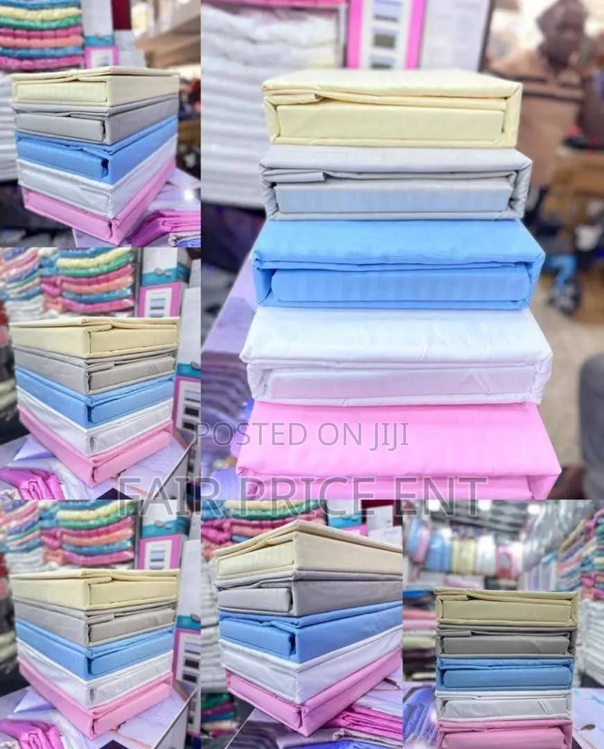 Vip Original Plain Cotton Bedsheets. 6*6( White )