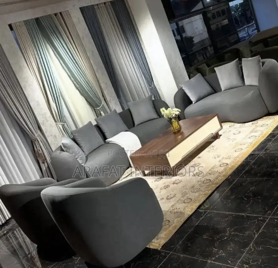 Modern Elegant Gray 7 Seater Sofa Set