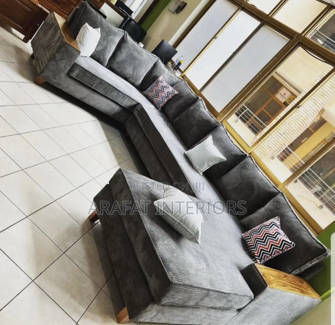 Titan Gray Sectional L-Shaped Sofa