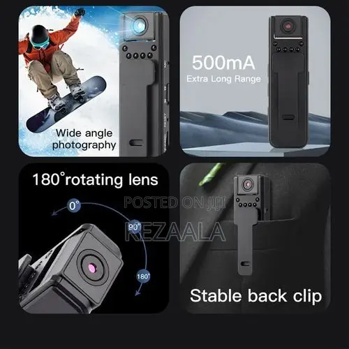 Mini Body Camera Sports Action Cam 1080p Hd, Rotatable Lens.-