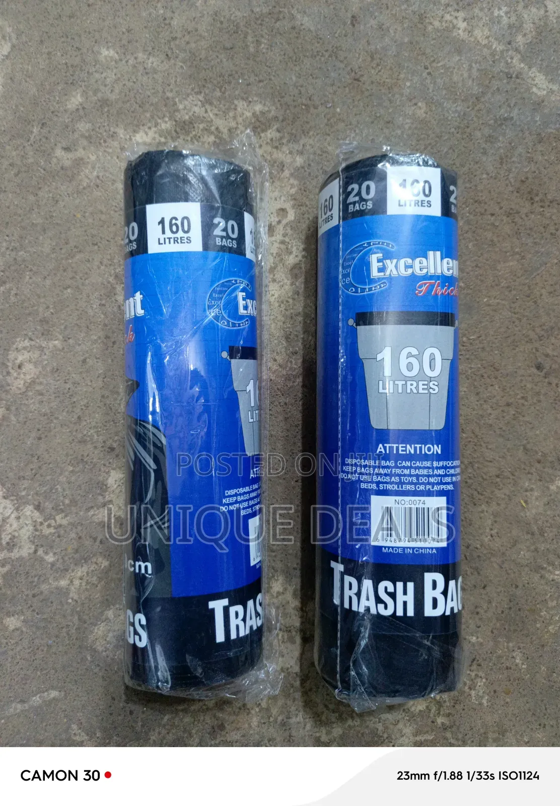 Excellent Brand 160-Litre Heavy-Duty Black Trash Bags (20bags)