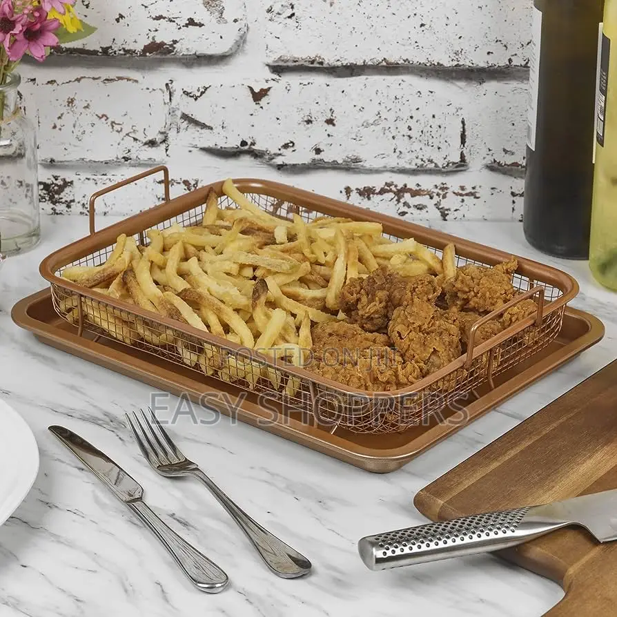 Crisper Tray for Oven Nonstick Copper Crisper Tray and Basket Air Fry