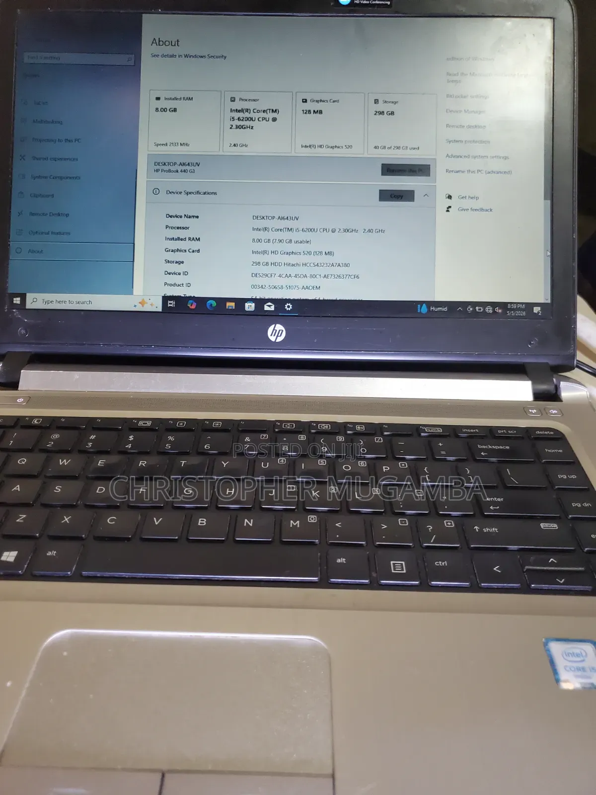Laptop HP EliteBook 840 G3 8GB Intel Core i5 HDD 320GB
