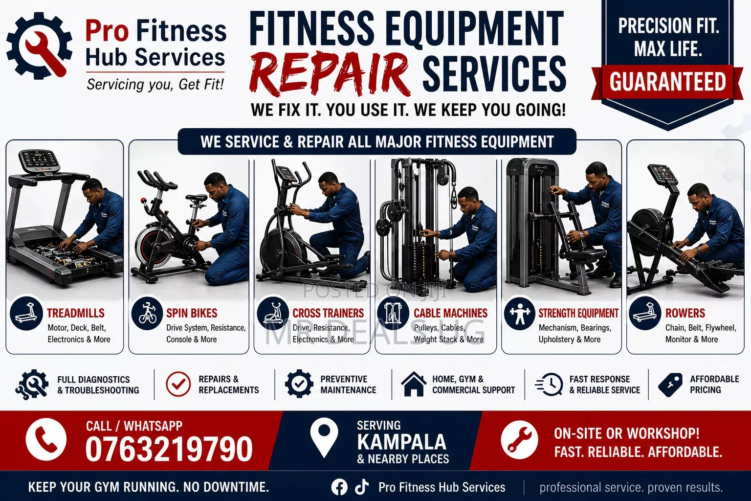 Gym Equipment Repair in Kampala. Treadmill, Bike, Cable Machine Fix