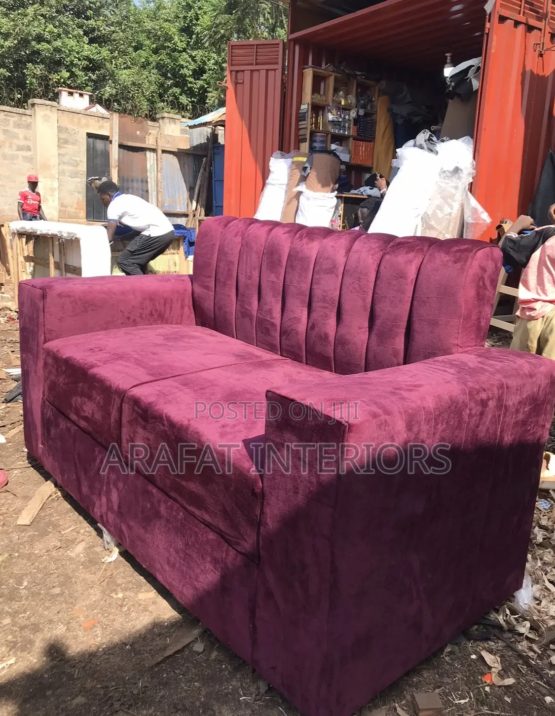 Stunning Deep Maroon/Burgundy Velvet 3-Seater Sofa