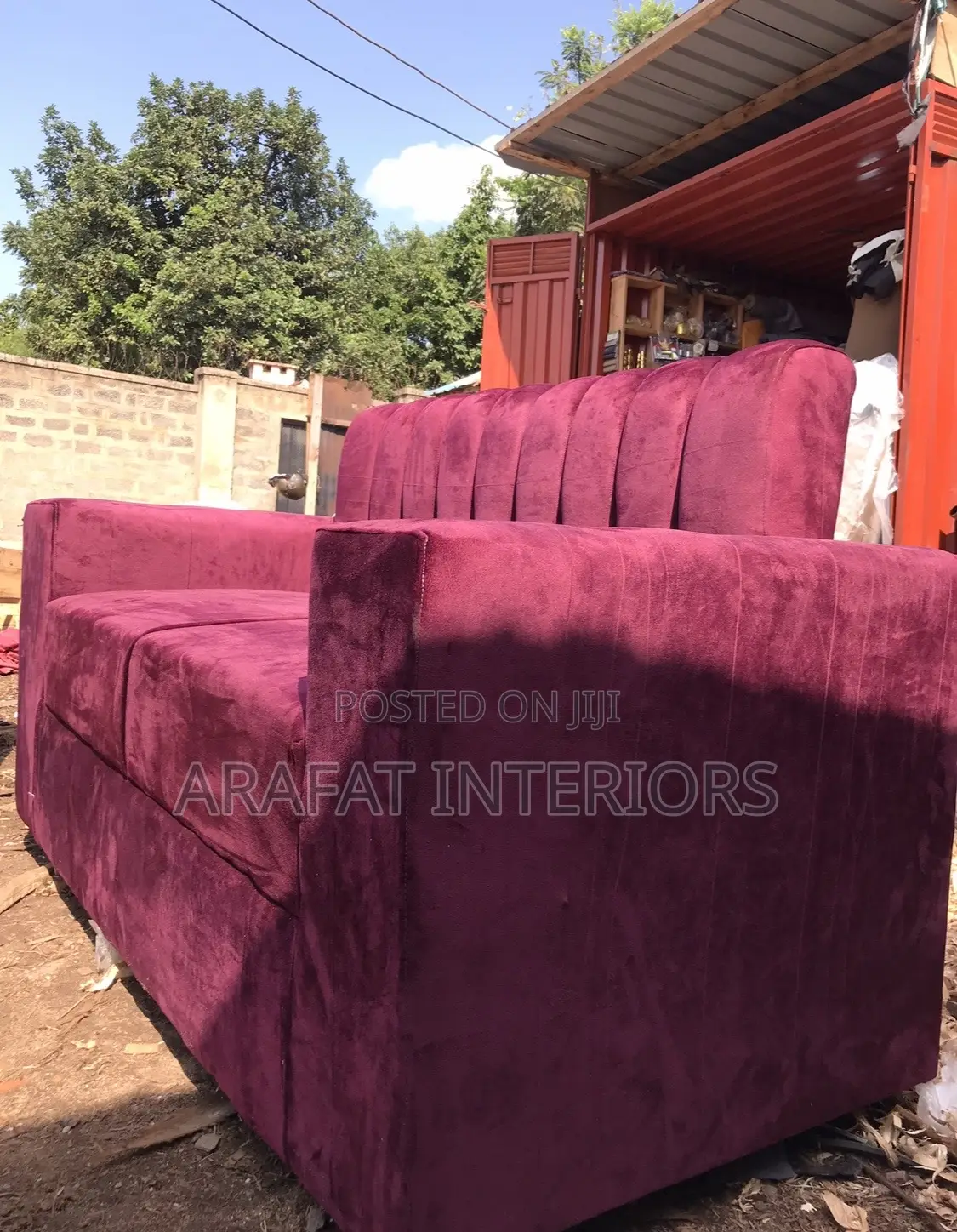 Stunning Deep Maroon/Burgundy Velvet 3-Seater Sofa