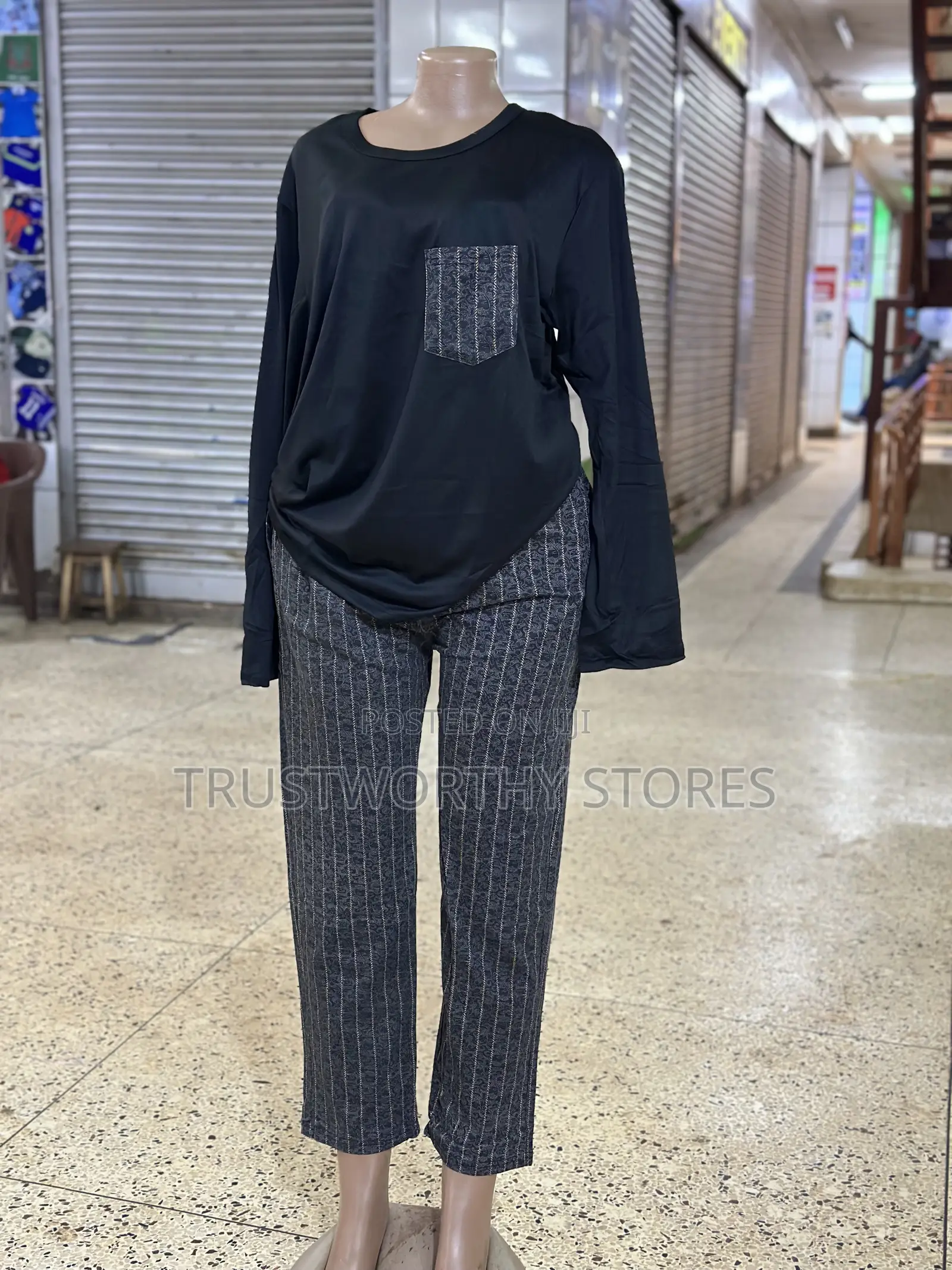 Black With Grey Pajamas - Unisex