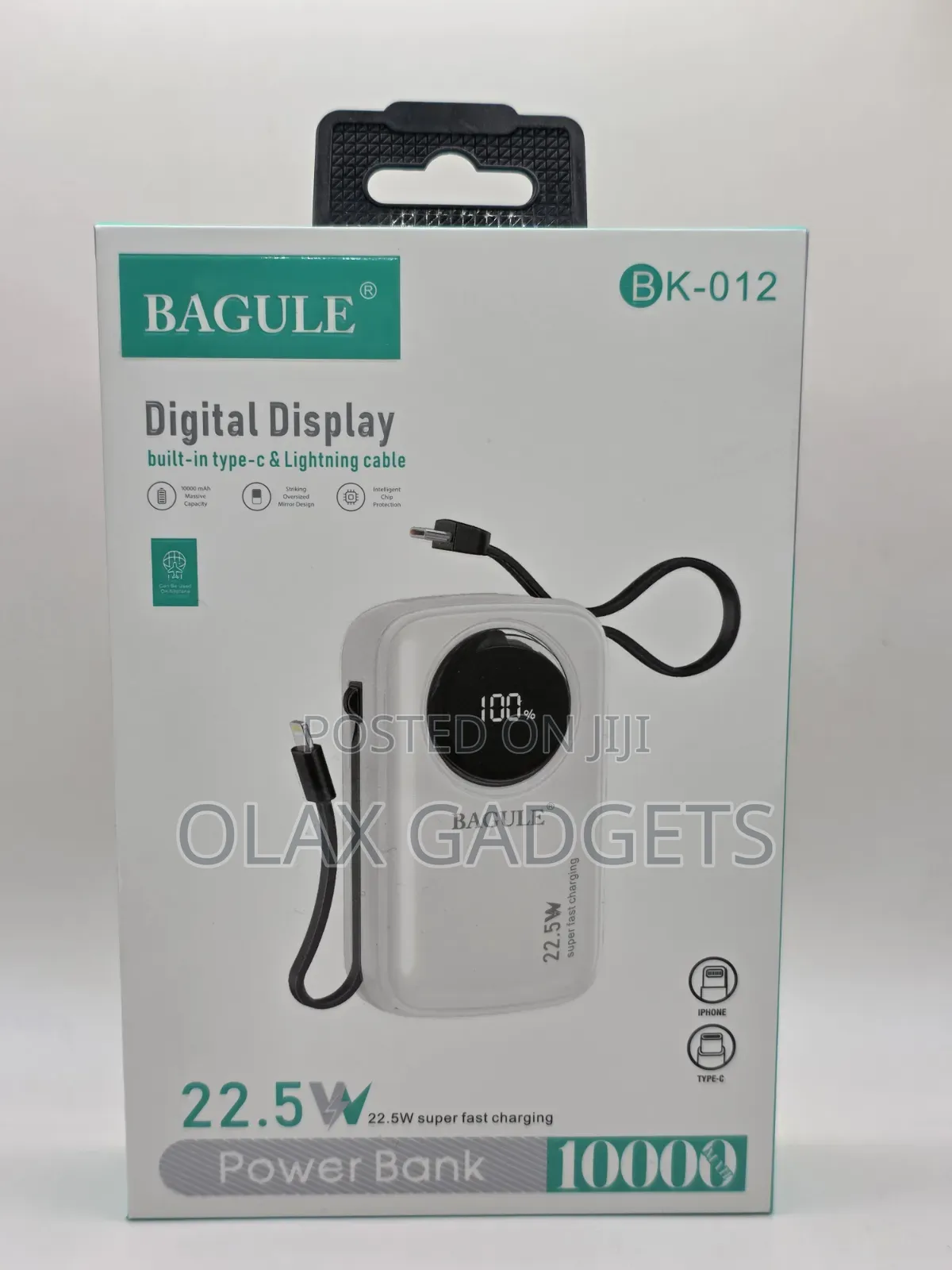 Bagule 10000mah 22.5w Powerbank With Inbuilt Type C and iPhone Cables