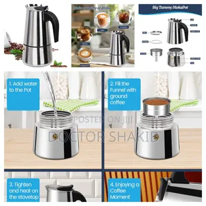 9 Cup Moka Pot Stainless Steel 450ml Italian Espresso Coffee Maker