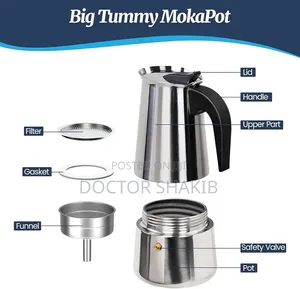 9 Cup Moka Pot Stainless Steel 450ml Italian Espresso Coffee Maker