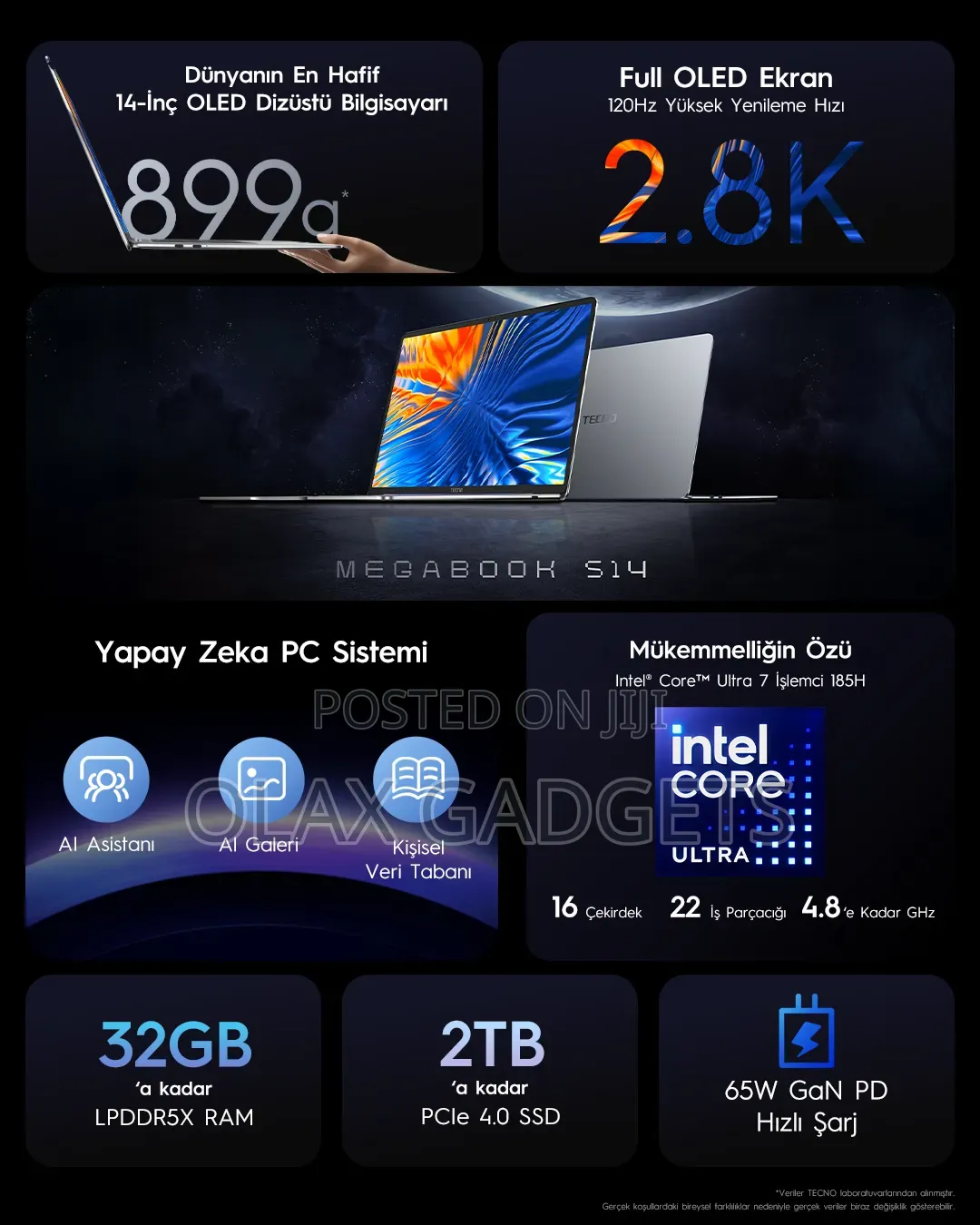 New Laptop Tecno 16GB Intel SSD 1T