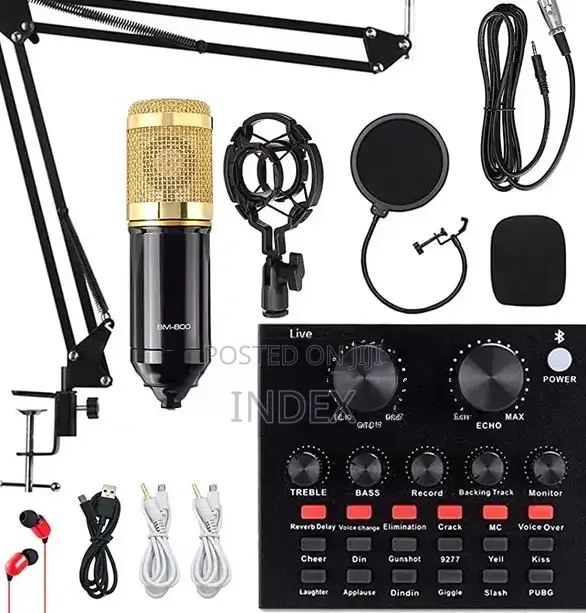 V8 Sound Card Set With Bm800 Condenser Microphone Full Kit.