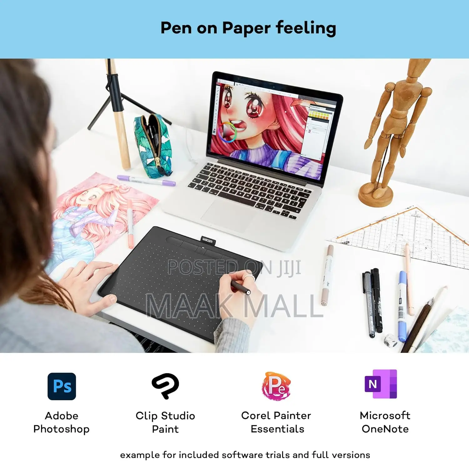 Drawing Tablet With Pen, Stylus Battery-free Pressure-sensitive