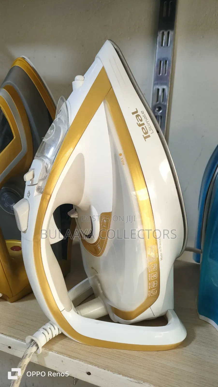 Uk Used Tefal Turbo Pro Anti-Calc Steam Iron in White and Gold.