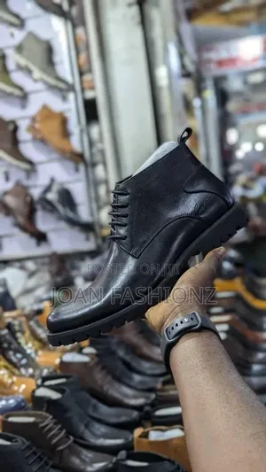Men's Plain Black Multi_purpose Boot Shoes