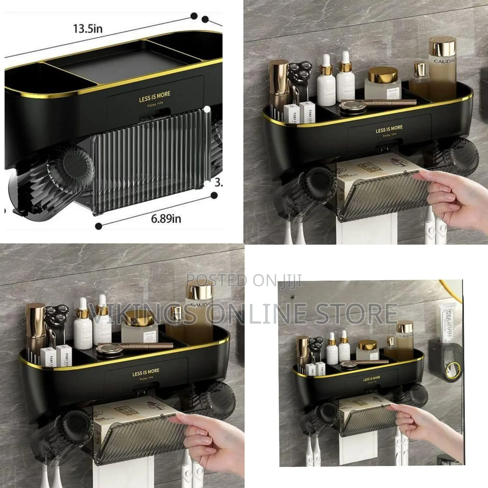 Sophisticated Wall-Mounted Bathroom Organizer and Storage Station