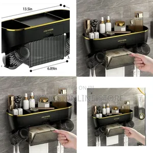 Sophisticated Wall-Mounted Bathroom Organizer and Storage Station