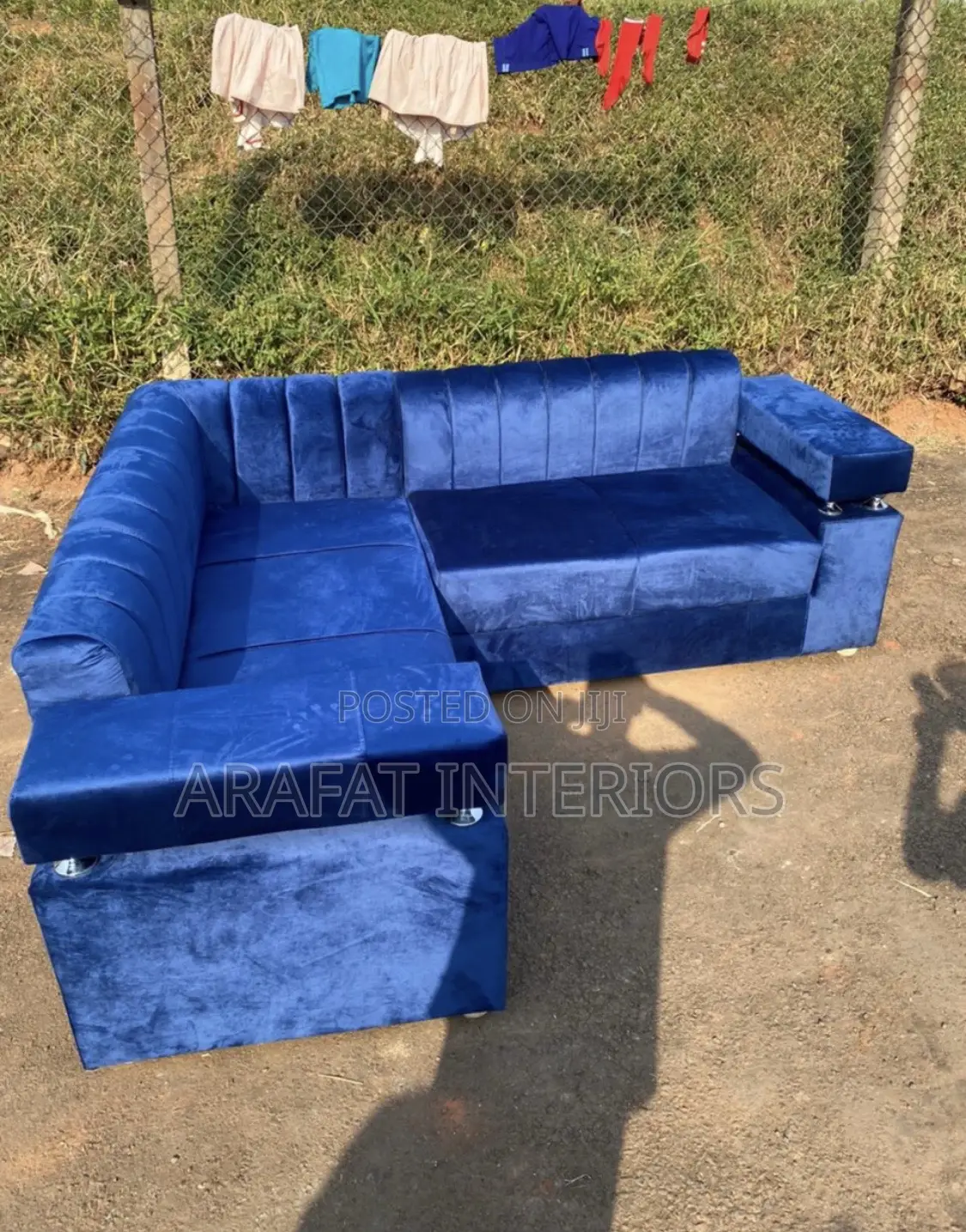 Stunning Royal Blue L-Shaped Sectional Sofa