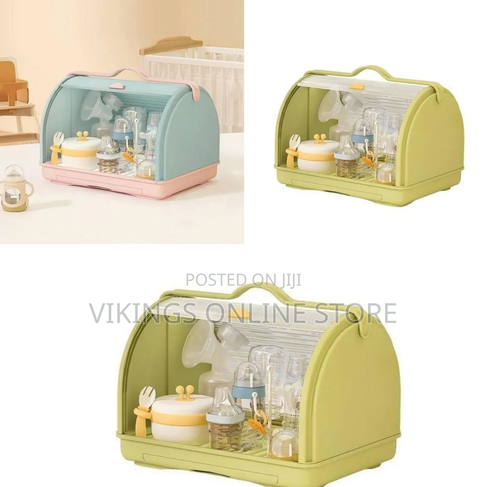 Protective Countertop Dish Drying and Storage Box With Roll-Top Lid