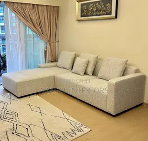 Beige L-shaped Chaise Sectional Sofa