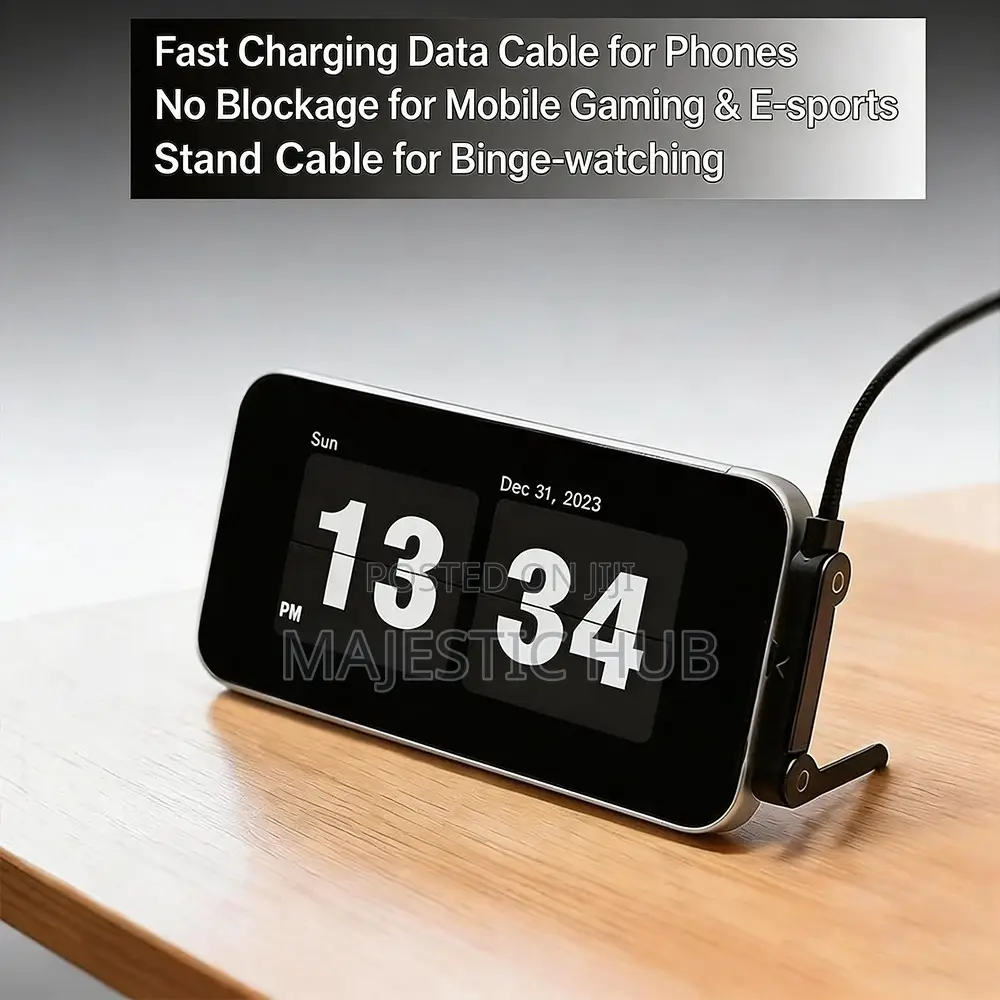 2-in-1 Usb a to C Fast Charging Cable With Foldable Phone Holder 1.5m