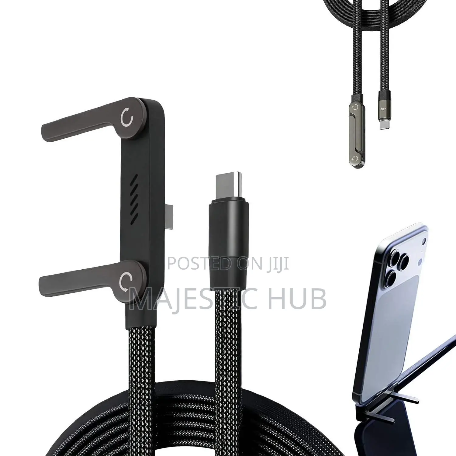 2-in-1 Foldable Phone Holder Charger 240w Type-C Fast Charging 1.5m