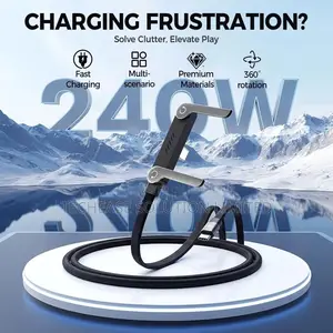 2-in-1 Foldable Phone Holder Charger 240w Type-C Fast Charging 1.5m