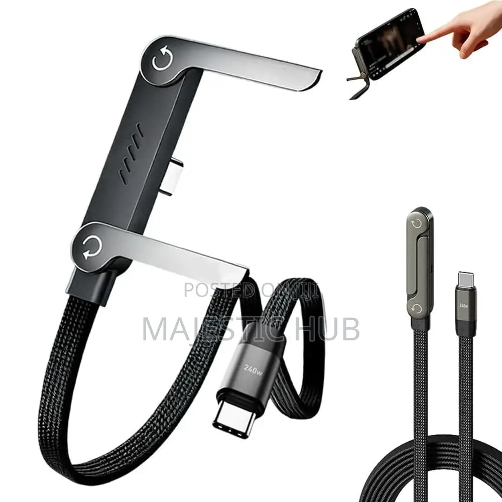 2-in-1 Foldable Phone Holder Charger 240w Type-C Fast Charging 1.5m