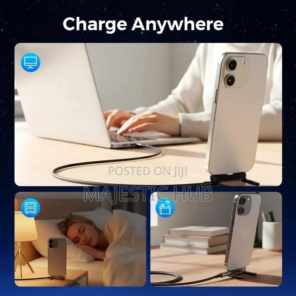 2-in-1 Foldable Phone Holder Charger 240w Type-C Fast Charging 1.5m
