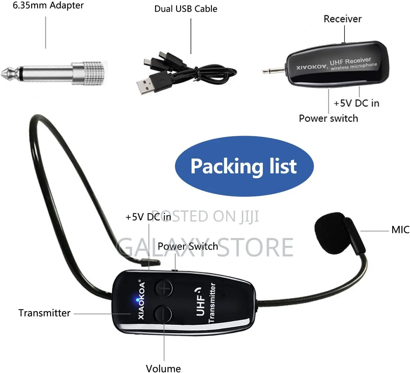Uhf Wireless Headset Microphone: Cordless Head Mic System