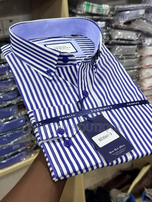 Men's Cotton Long Sleeve Trip White Shirts