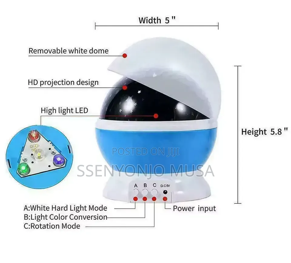 Star Projector Night Light Rotating Moon Lamp With Color Changing.