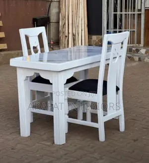 Elegant White 2-Seater Dining Set With Glass Top 