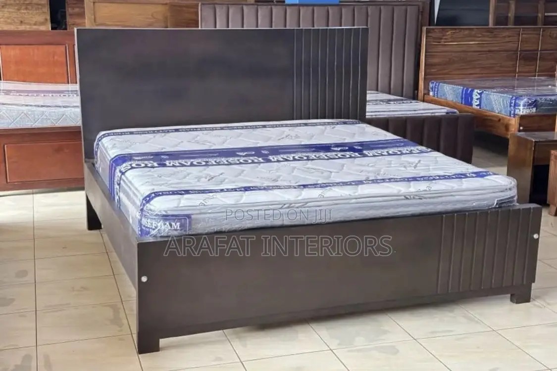 5*6 Modern Dark Wood Panel Bed