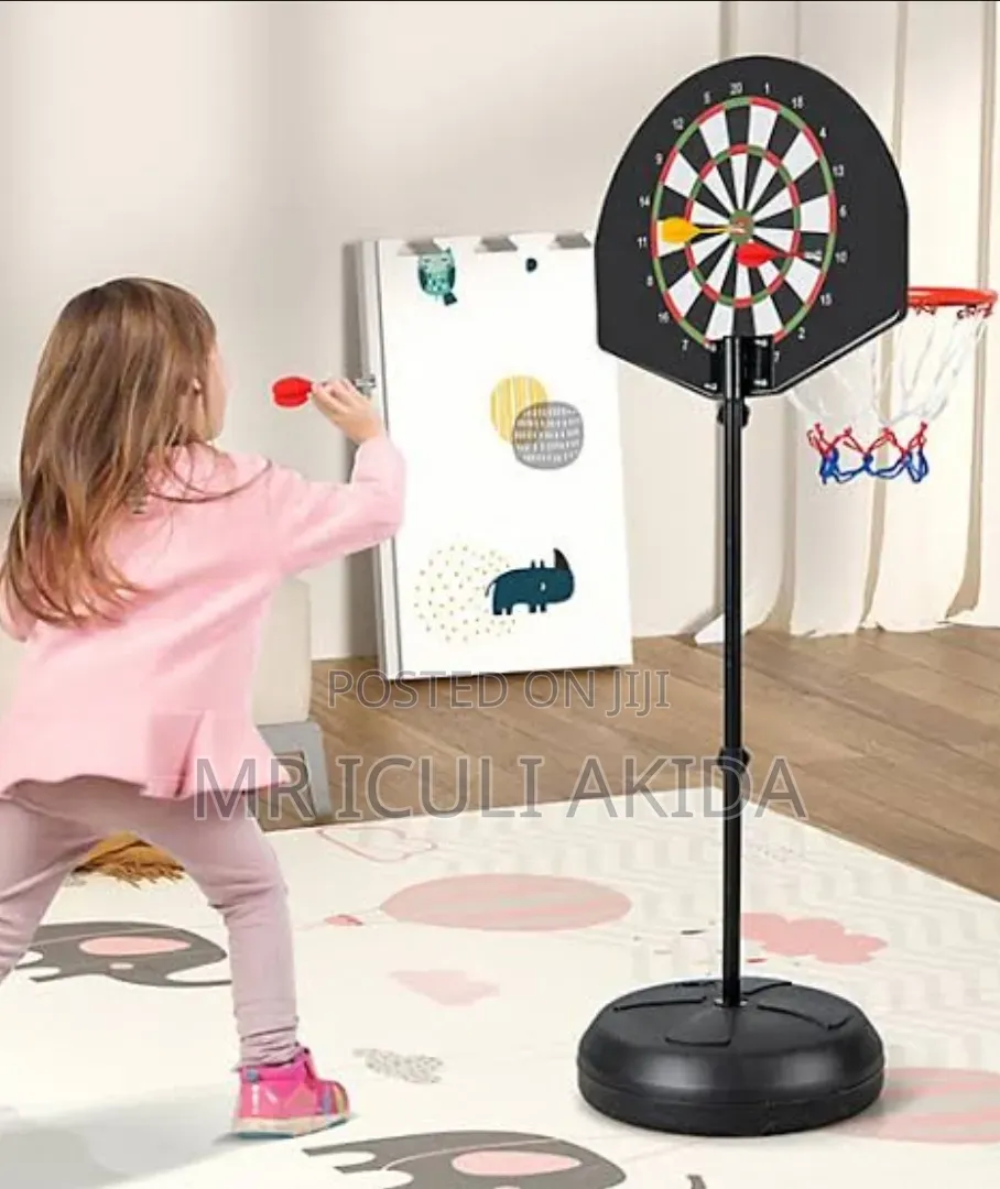 Children's 2-in-1 Sports Set With a Dartboard and a Basketball Hoop