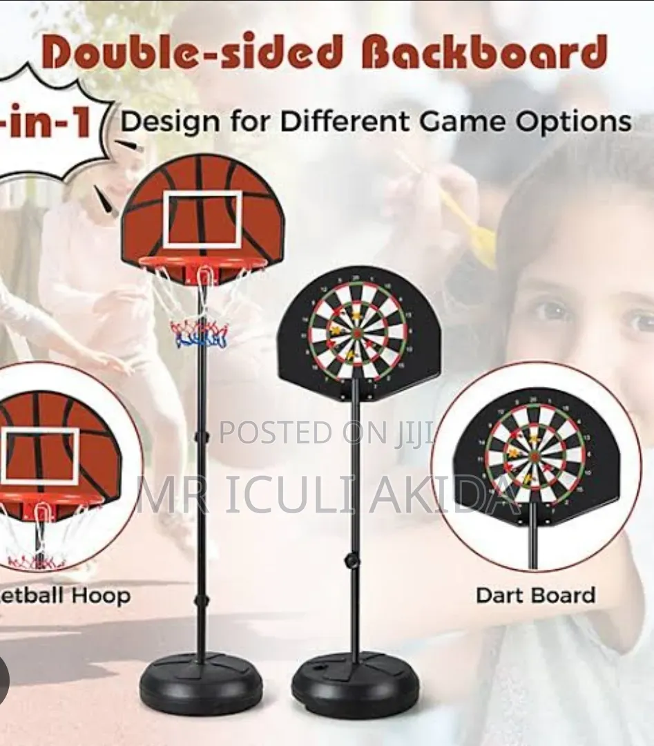Children's 2-in-1 Sports Set With a Dartboard and a Basketball Hoop