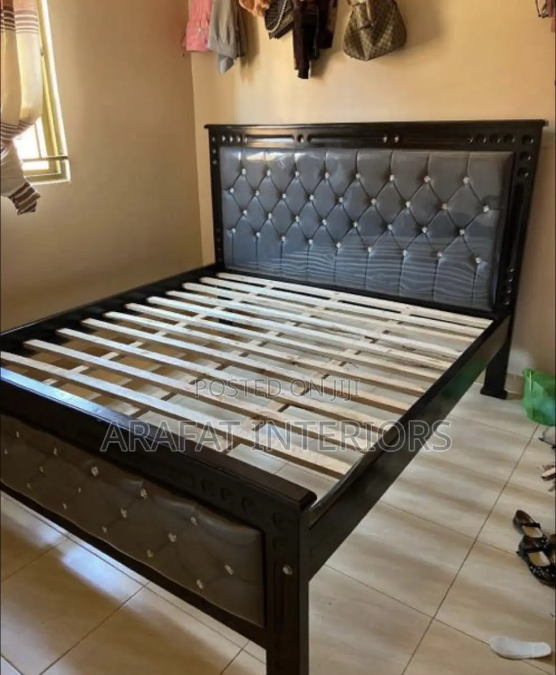 5by6 Black Leather Beds