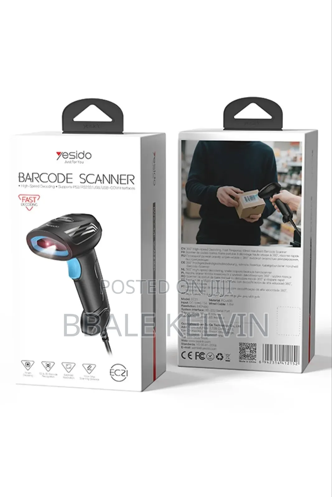 Yesido Wired Barcode Scanner Reader – High-Speed 1d/2d Mobile Scanner
