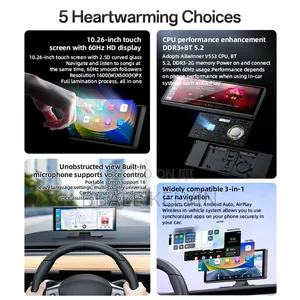 Yesido Km19 Carplay Car Center Console 10.26inch Touch Screen Portable