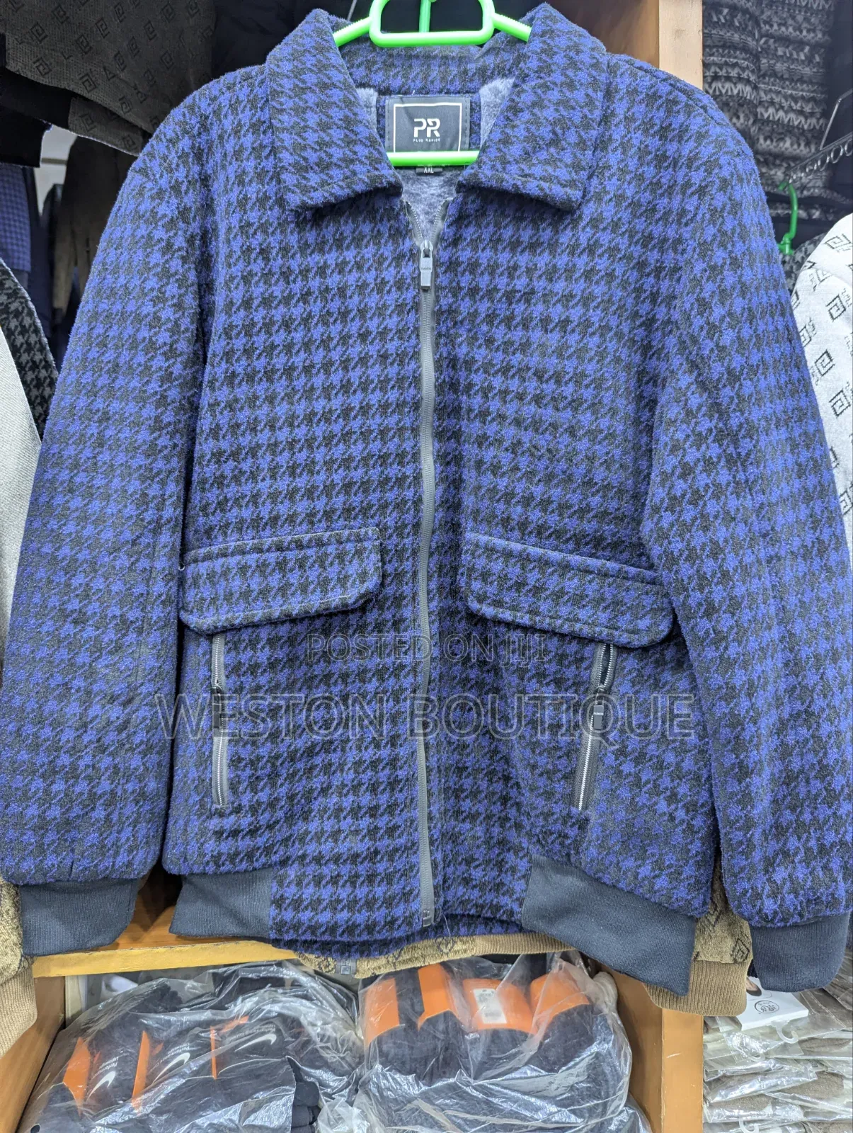 Blue Long Sleeve Wool Jacket in All Sizes
