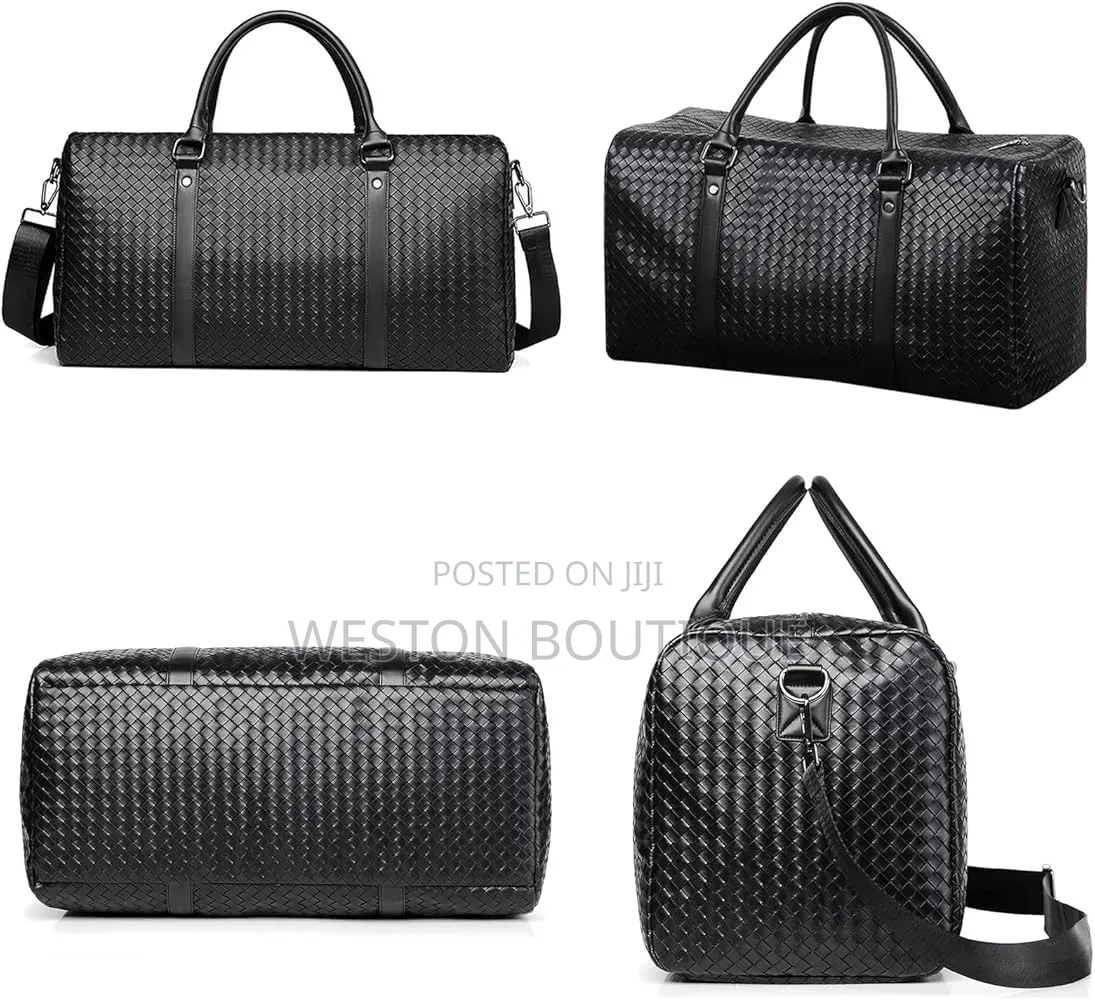 Bottega Original Black Leather Travel Bag