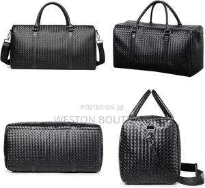 Bottega Original Black Leather Travel Bag
