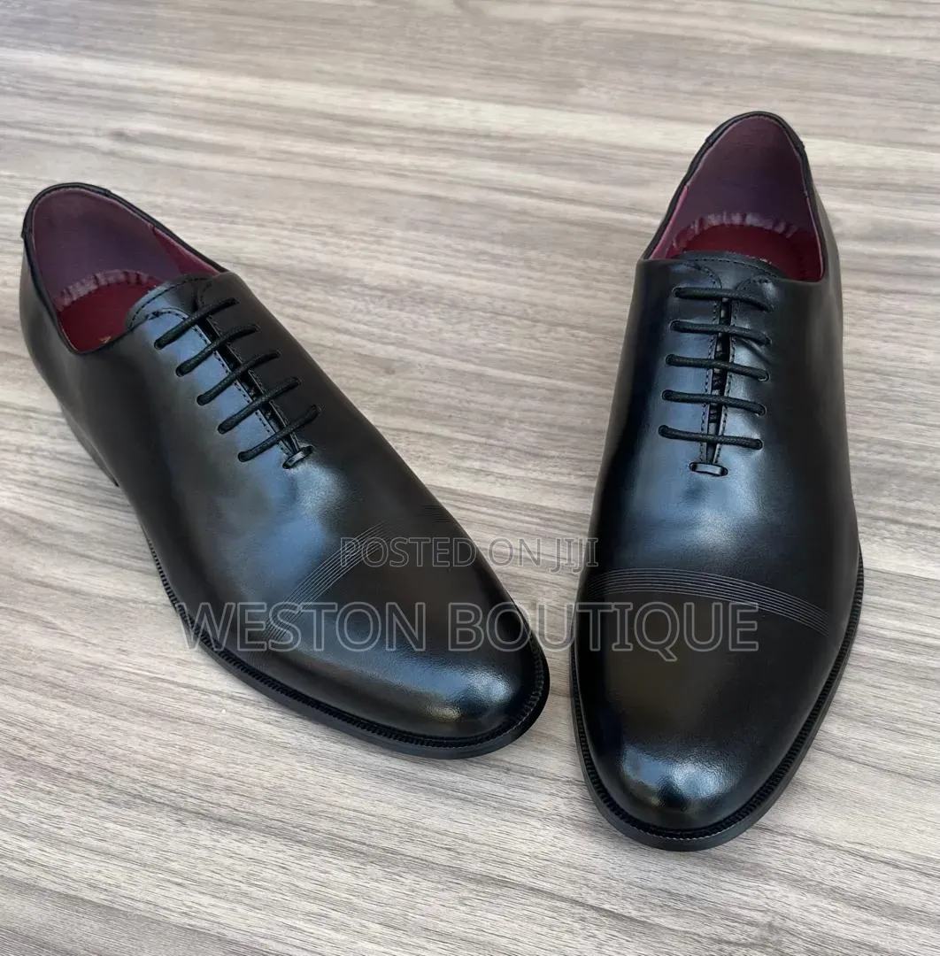 Plain Red Bottom Original Leather Men's Lace Up Office Shoes