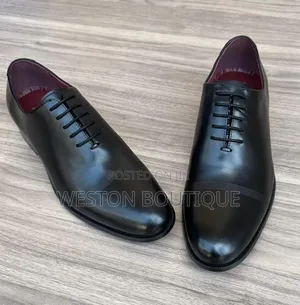 Plain Red Bottom Original Leather Men's Lace Up Office Shoes