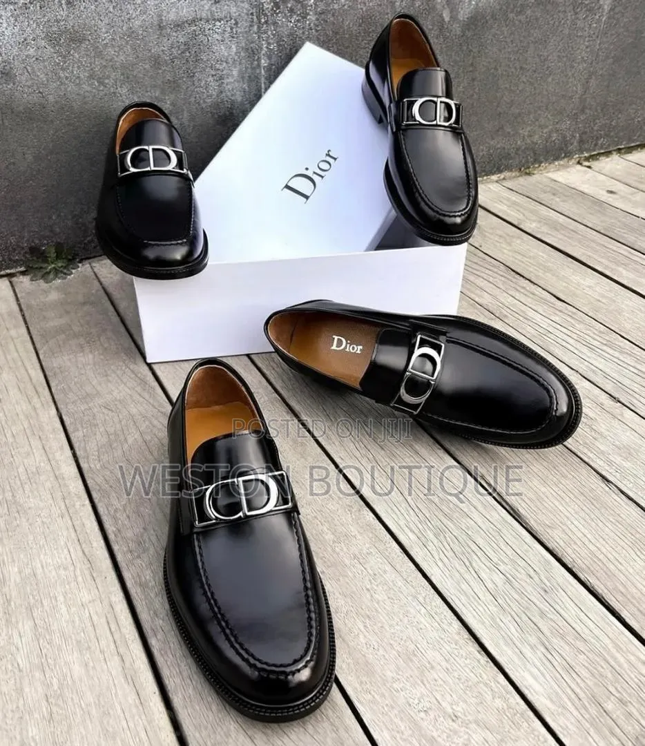 Black Leather Dior Original Men's Loafers