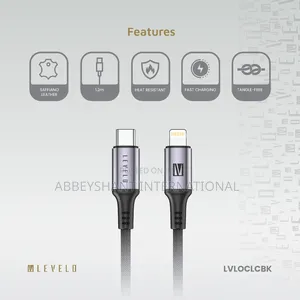 Levelo Auge Type-C to Lightning 1m Braided Charging Cables.